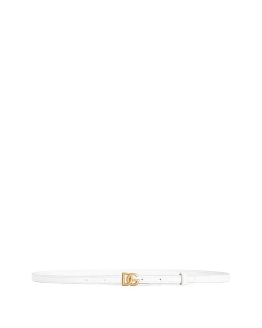 Dolce & Gabbana White Calfskin Belt