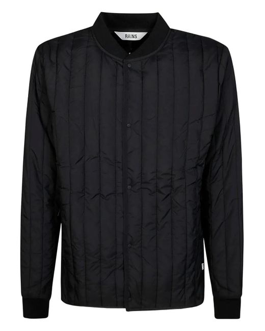 Rains Black Quilted Bomber Jacket for men