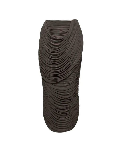Magda Butrym Gray Draped Midi Skirt