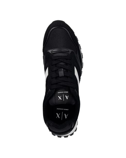 ARMANI EXCHANGE Black Logo-Print Panelled Sneakers for men