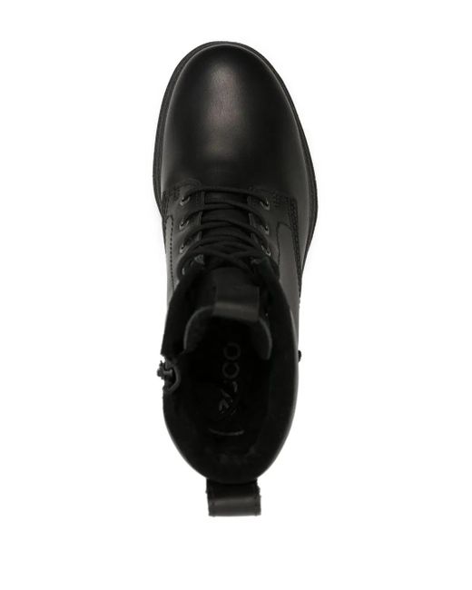 Ecco Black Grainer Logo-Embossed Leather Boots for men