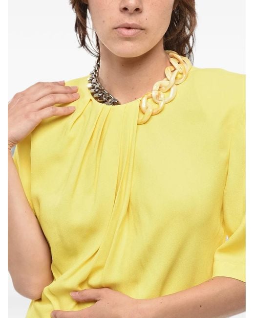 Stella McCartney Yellow Falabella Chain-Embellishment Mini Dress