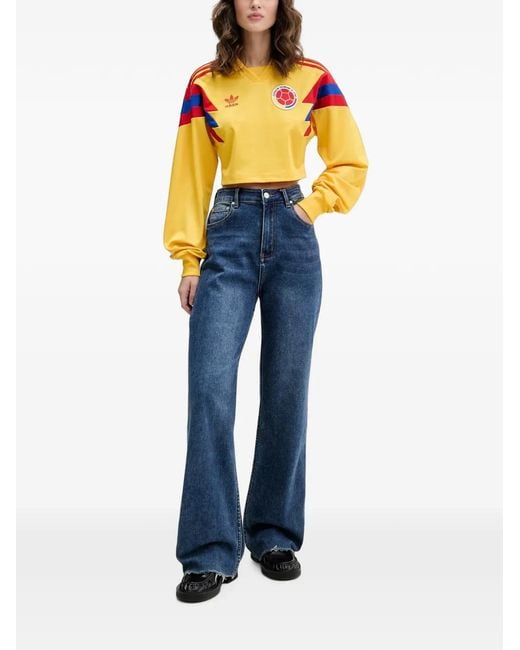 Adidas Blue Logo-Patch Cropped Top