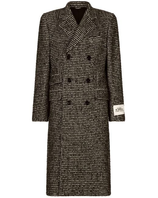 Dolce & Gabbana Multicolor Houndstooth Double-breasted Overcoat for men