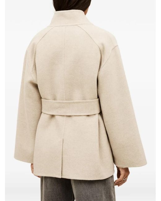 Ba&sh Natural Lourthney Belted-Buttoned Coat
