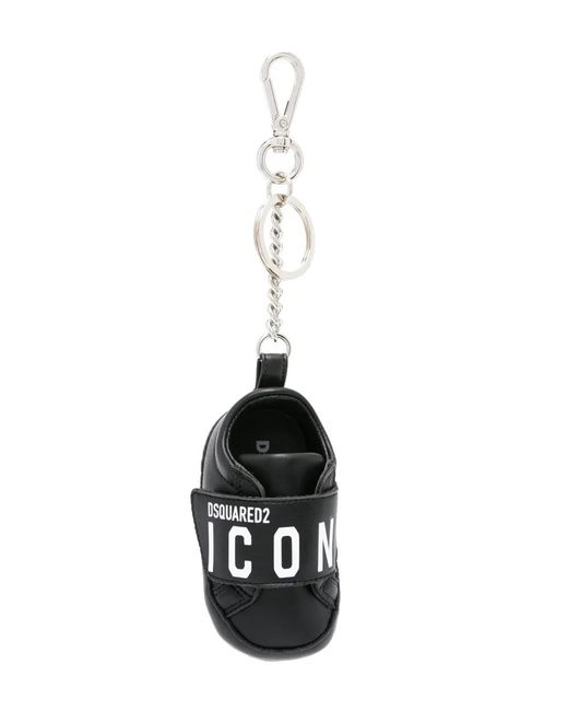 DSquared² White Logo-Print Sneaker-Shaped Keychain for men