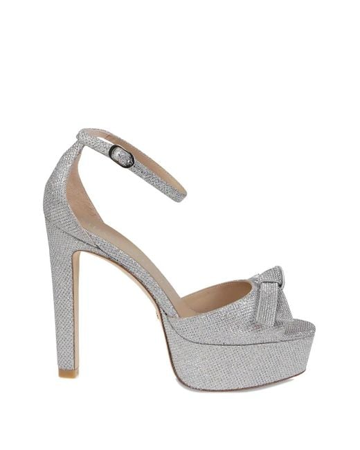 Stuart Weitzman Gray 145Mm Bow-Embellished Platform Sandals