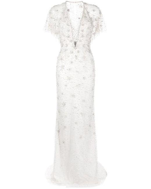Robe Longue Sofie À Ornements En Cristal Jenny Packham en coloris White