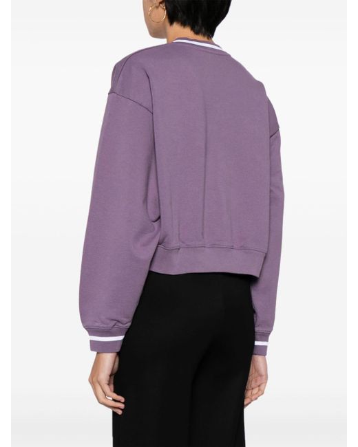Sporty & Rich Purple Besticktes Sweatshirt mit V-Ausschnitt