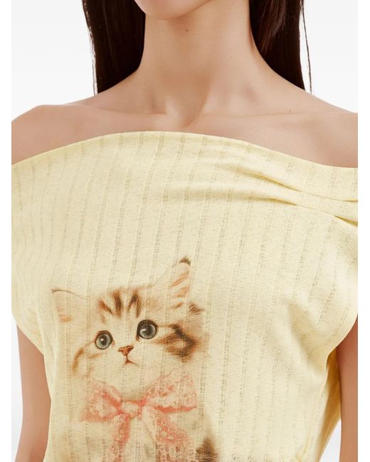B+ AB Metallic Graphic-Print Ruched T-Shirt