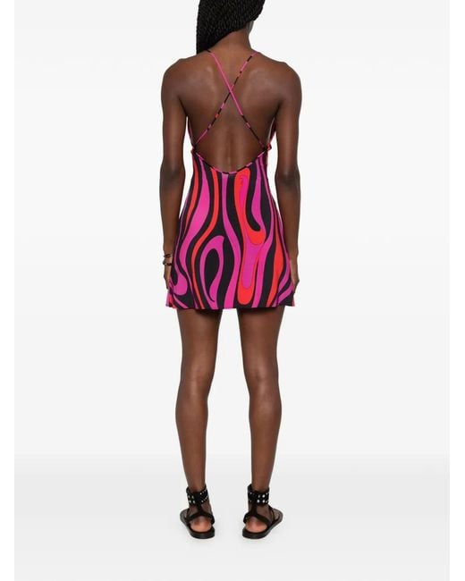 Emilio Pucci Red Marmo-Print Short Dress