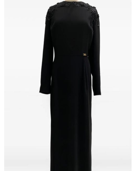 Elisabetta Franchi Black Sequin-Embellished Maxi Dress