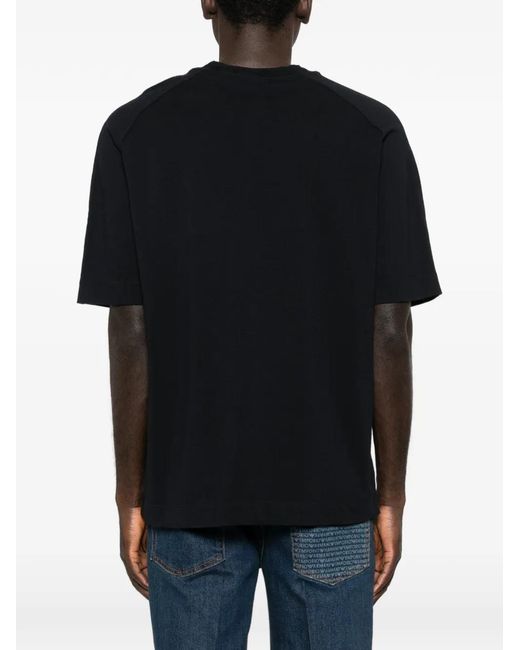 Emporio Armani Black Crew-Neck Logo-Appliqué T-Shirt for men