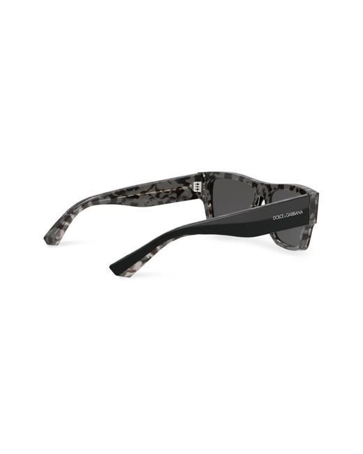 Dolce & Gabbana Black Lusso Sartoriale Rectangle-Frame Sunglasses for men