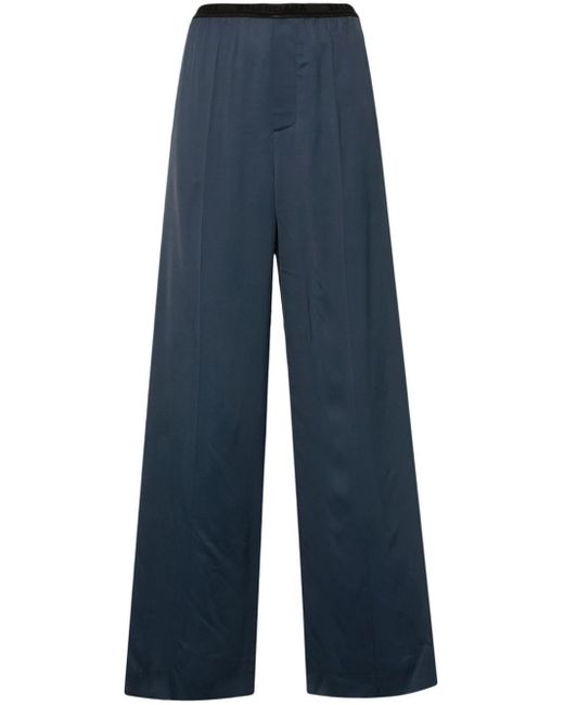 Balenciaga Blue Logo-waistband Straight-leg Pants