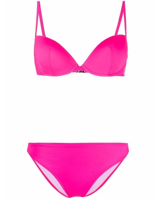 EA7 Pink Logo-Print Underwire Bikini