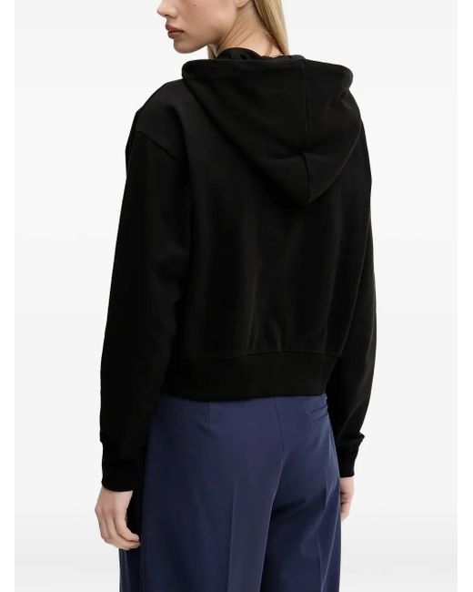 Karl Lagerfeld Black Flower-Print Zip-Up Hoodie