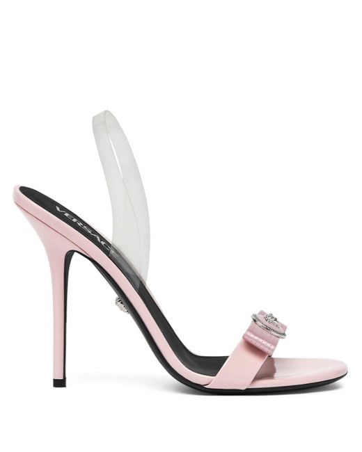 Versace White Gianni Ribbon Stiletto-Sandalen