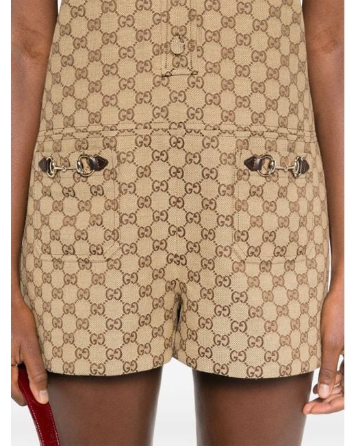 Gucci Natural GG Supreme Canvas-Jumpsuit