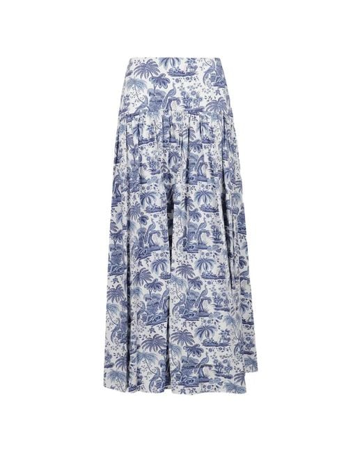 Staud Procida Gesmockte Rok Met Print in het Blue