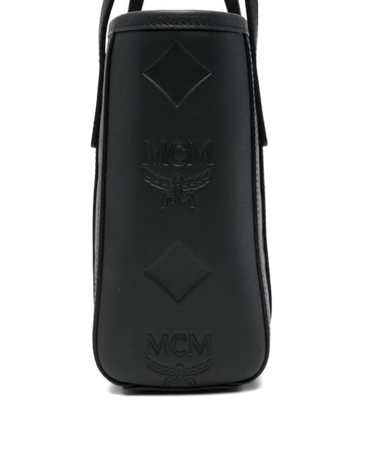 MCM Black Logo-Embossed Tote Bag