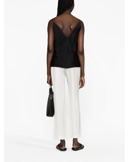 Jil Sander Black Scalloped Satin Tank Top