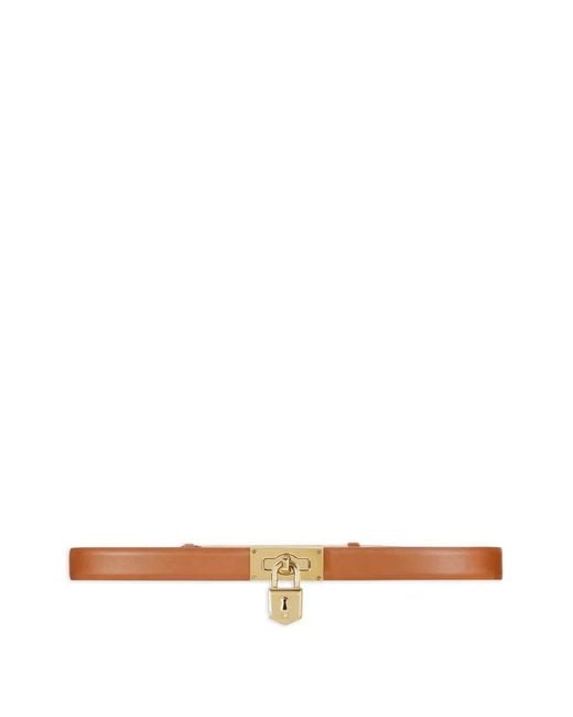 Elisabetta Franchi White Leather Belt With Jewel Padlock