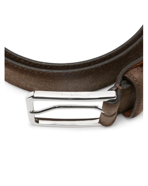 Santoni Brown Suede Belt for men