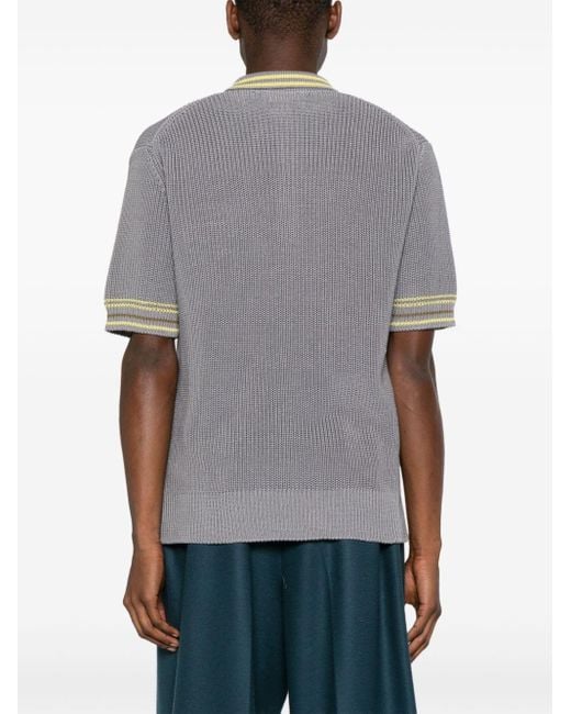 Marni Gray Chunky-knit Polo Shirt for men