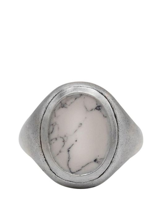 John Varvatos Gray Oval Howlite Ring for men