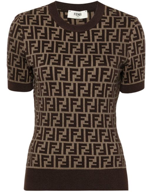 Fendi Brown Round-Neck Knitwear