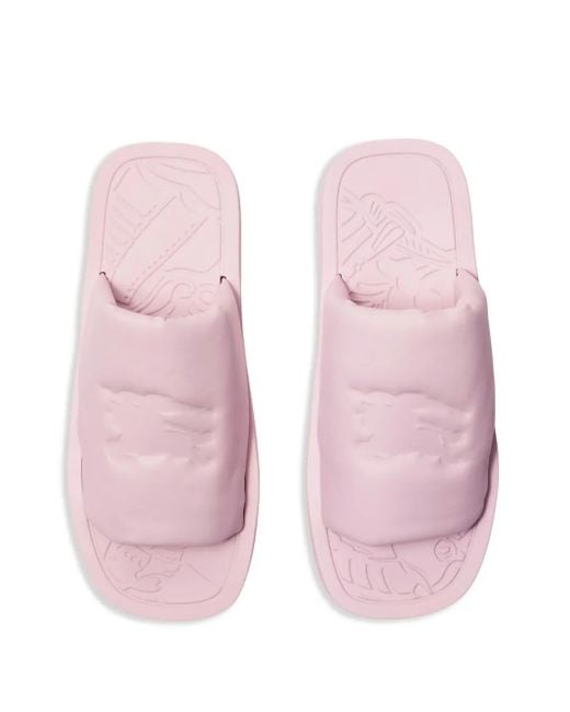 Burberry Pink Ekd-Debossed Leather Slides