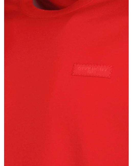 Givenchy Red Logo-Patch Short-Sleeve T-Shirt for men