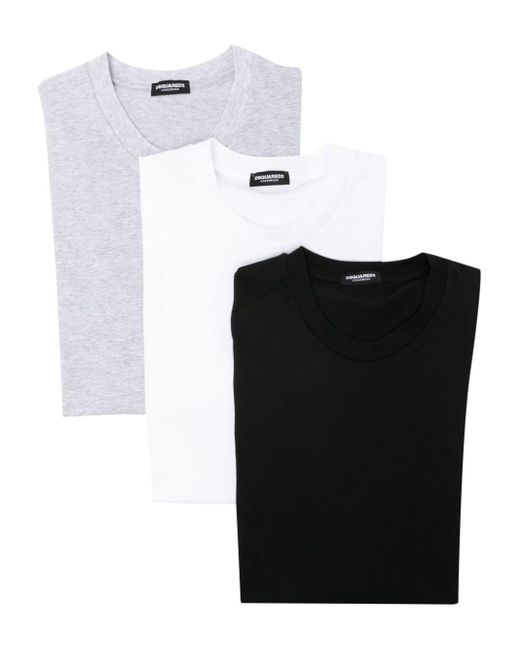 DSquared² 3er-Pack T-Shirts mit rundem Ausschnitt in White für Herren