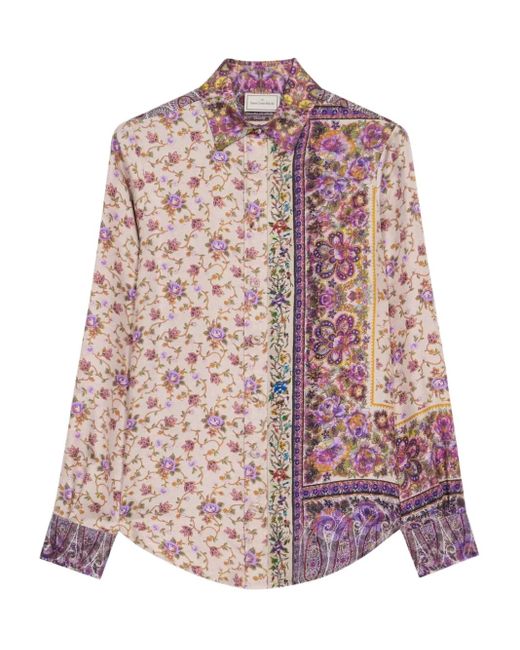 Pierre Louis Mascia Pink Aloe Seidenhemd Mit Paisley-Print