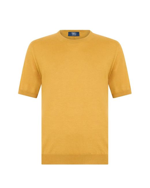 Fedeli Yellow Crew-Neck T-Shirt for men