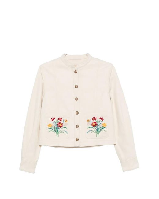 Valentino Garavani White Floral-Embroidered Jacket
