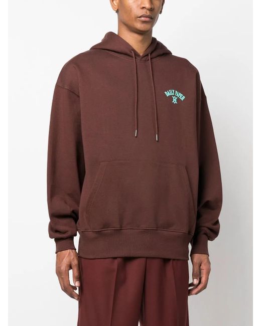 Daily Paper Brown Graphic Print Cotton Hoodie for men