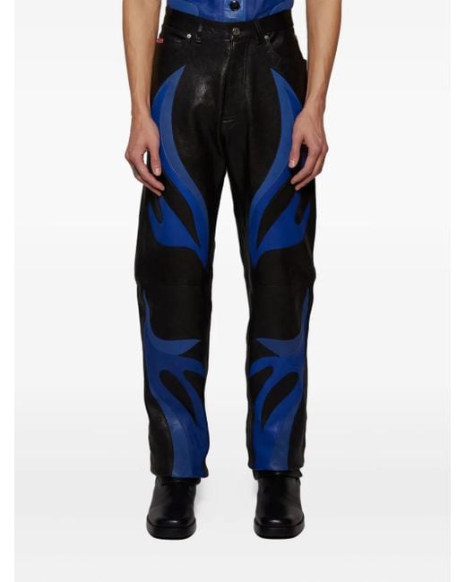 Martine Rose Blue Leather Trousers for men