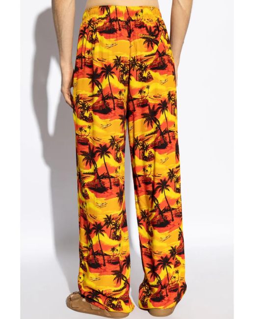 Balenciaga Orange Pantalon À Imprimé Graphique for men