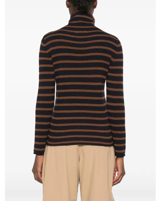 Be You Black Striped Roll-Neck Sweater