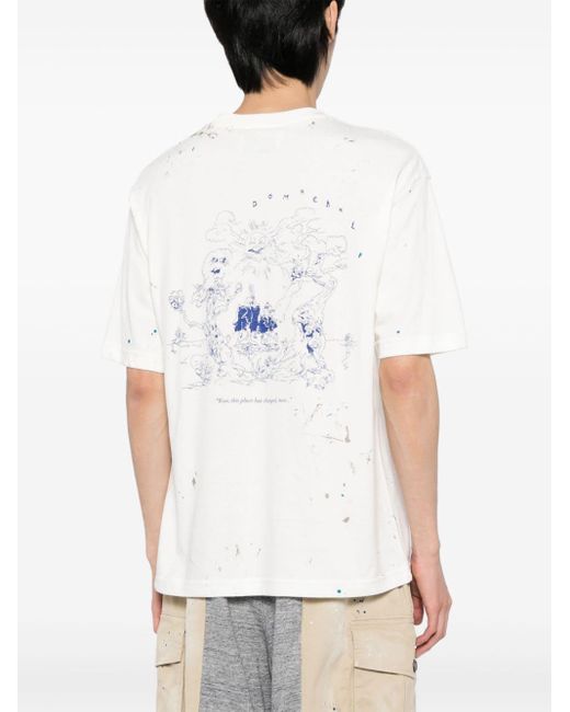 T-shirt con stampa grafica di DOMREBEL in White da Uomo