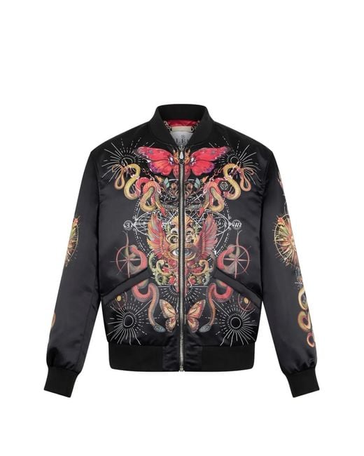 Philipp Plein Black Skull-Print Bomber Jacket for men