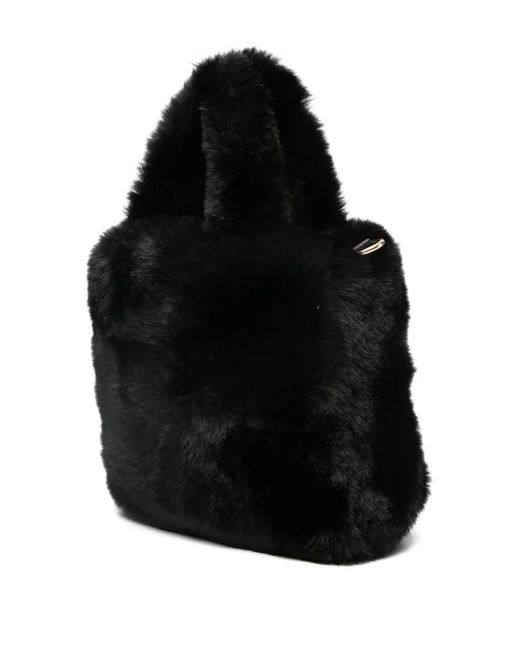 Liu Jo Black Faux-Fur-Panelled Top-Handle Shoulder Bag