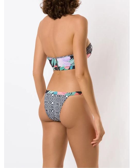 Amir Slama Black Print Hibiscus Gemétrico Bikini Set