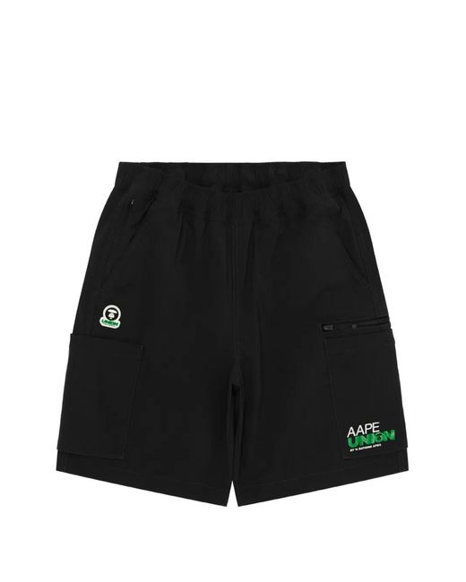 Aape By A Bathing Ape Black Cargo Logo Shorts for men