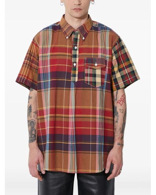 Engineered Garments Red Plaid Pocket Shirt for men
