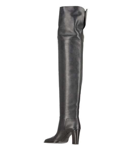 Saint Laurent Black 85Mm Julia Leather Buckle-Fastening Thigh-High Boots