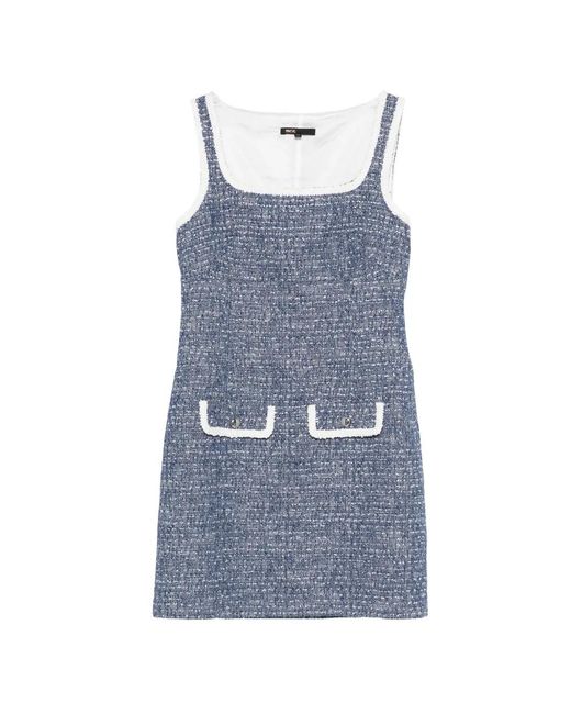 Maje Blue Short Tweed Dress