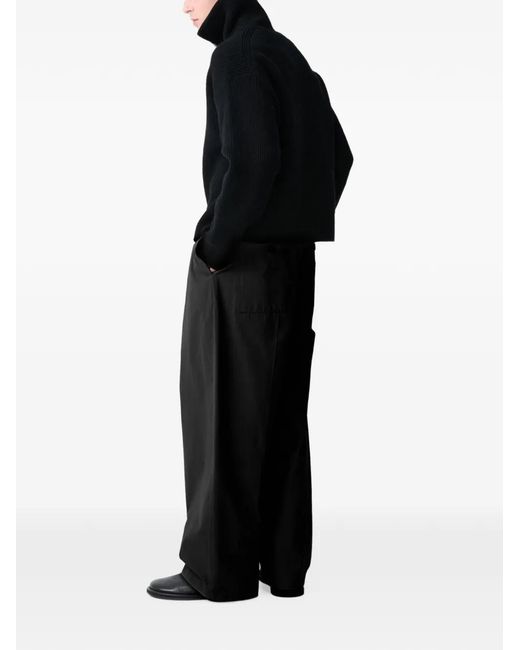 Studio Nicholson Black Shire Pleated Cotton Trousers for men